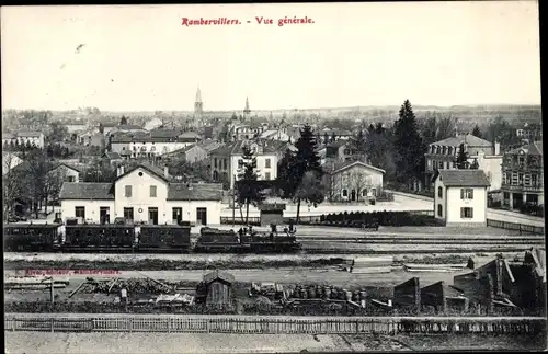 Ak Rambervillers Vosges, Vue generale, Gare