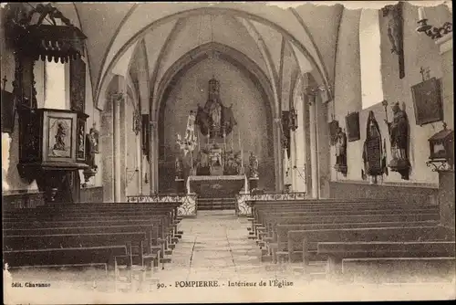 Ak Pompierre Vosges, Interieur de l'Eglise
