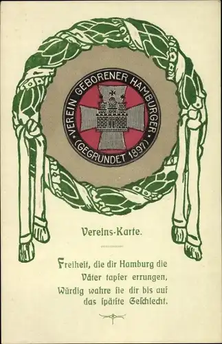 Ak Hamburg, Vereinskarte, Verein Geborener Hamburger