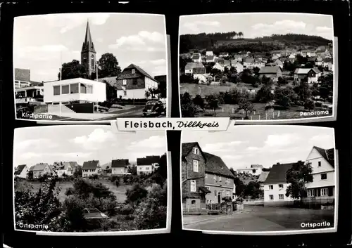 Ak Fleisbach Sinn in Hessen, Panorama, Kirche, Ort