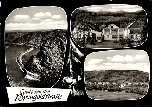 Ak Sankt Goar am Rhein, Rheingoldstraße, Panorama, Gasthaus Waldfrieden