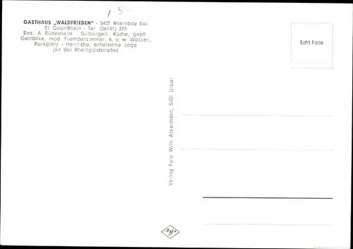 Ak Sankt Goar am Rhein, Rheingoldstraße, Panorama, Gasthaus Waldfrieden