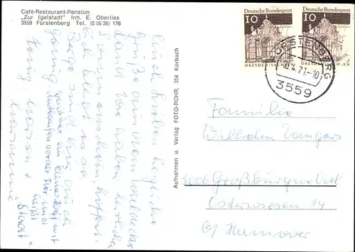 Ak Fürstenberg Lichtenfels Waldeck Hessen, Restaurant Zur Igelstadt