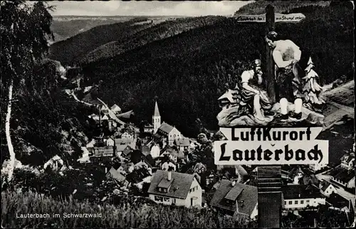 Ak Lauterbach im Schwarzwald Baden Württemberg, Blick auf Ortschaft und Umgebung, Wegweiser