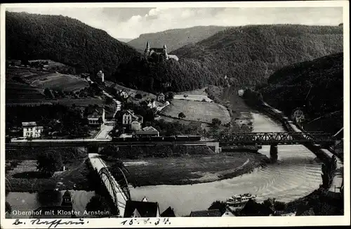 Ak Obernhof an der Lahn, Blick auf den Ort mit Kloster Arnstein