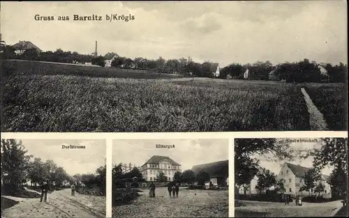 Ak Barnitz Krögis Käbschütztal Sachsen, Dorfstraße, Rittergut, Gastwirtschaft
