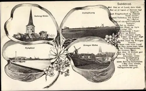 Ak Sundeved Dänemark, Sottrup Kirche, Bronger Kirke, Nyboninor, Kleeblatt