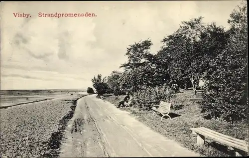 Ak Visby Wisby Schweden, Strandpromenaden