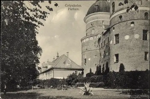 Ak Mariefred Schweden, Schloss Gripsholm, Parken, Schlossgarten