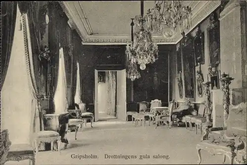 Ak Mariefred Schweden, Schloss Gripsholm, Drottningens gula salong