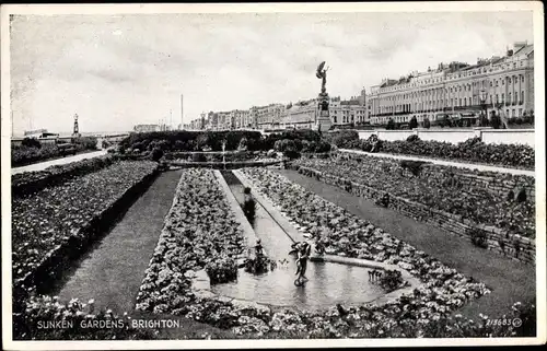 Ak Brighton East Sussex England, Sunken Gardens