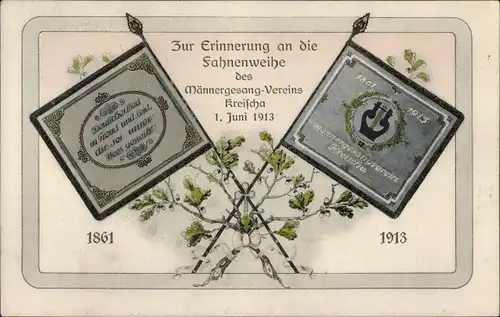 Ak Kreischa im Erzgebirge, Fahnenweihe des Männergesangvereins, 01.06.1913