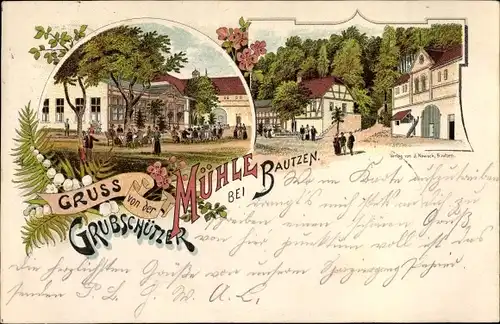 Litho Doberschau Gaußig Oberlausitz, Grubschützer Mühle