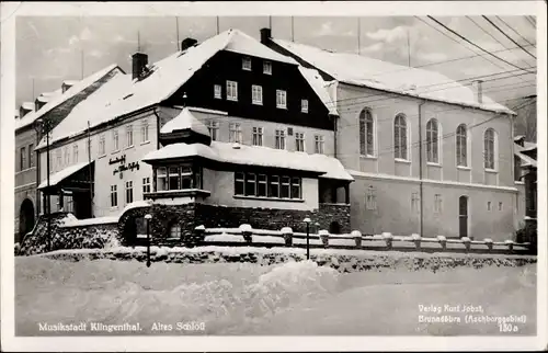 Ak Klingenthal im Vogtland Sachsen, Gasthaus Altes Schloss, Winter