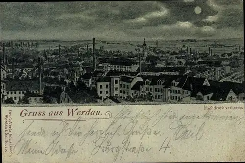 Mondschein Litho Werdau in Sachsen, Gesamtansicht