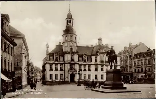 Ak Crimmitschau in Sachsen, Marktplatz, Rathaus