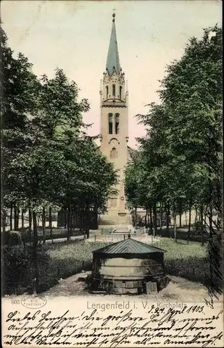 Ak Lengenfeld im Vogtland, Kirchplatz, Kirche, Bäume