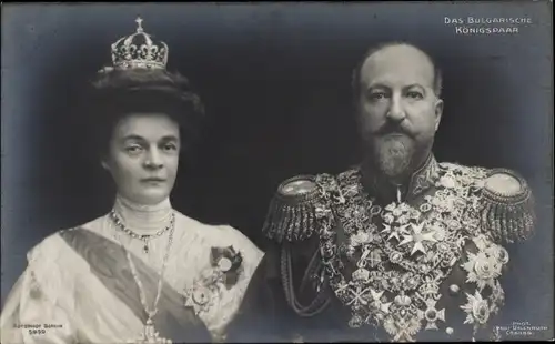 Ak König Ferdinand I. von Bulgarien, Königin Eleonora von Reuss Köstritz