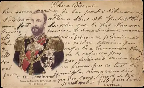 Ak Prinz Ferdinand I. von Bulgarien, Portrait