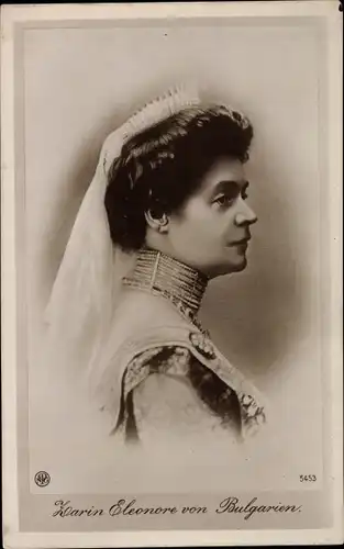 Ak Zarin Eleonore von Bulgarien, Schleier, Krone, Portrait, NPG 5453