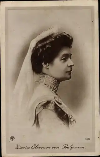 Ak Zarin Eleonore von Bulgarien, Schleier, Krone, Portrait, NPG 5453