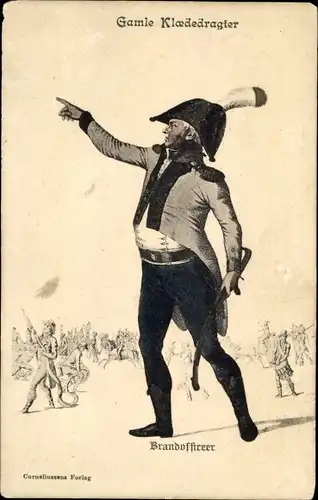 Künstler Ak Gamle Kloededragter, Brandofftreer, Mann in historischer Kleidung