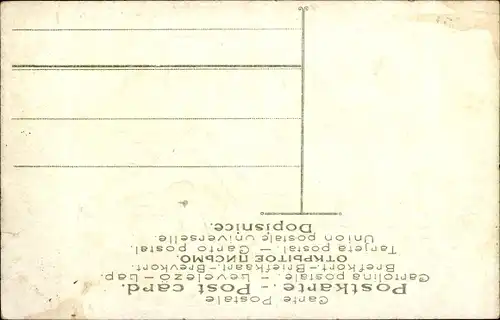 Präge Litho Küssen ist keine Sünd, Amor, Mann und Frau am Tisch