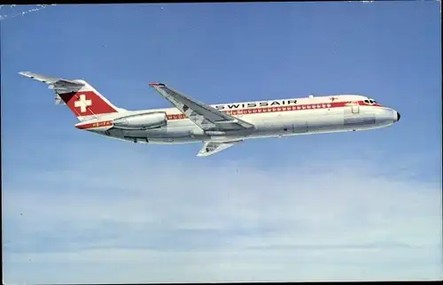 Ak Schweizer Passagierflugzeug Swissair, McDonnell Douglas DC 9-32, QSL Funkerkarte EA-5NW, Valencia