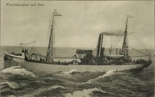 Ak Fischdampfer auf See