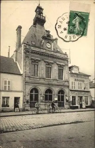 Ak Bonnieres Yvelines, L'Hotel de Ville, Cafe