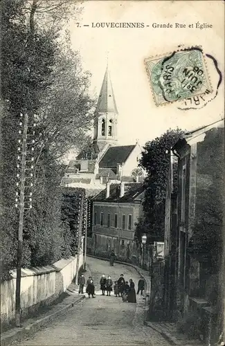 Ak Louveciennes Yvelines, Grande Rue, L'Eglise