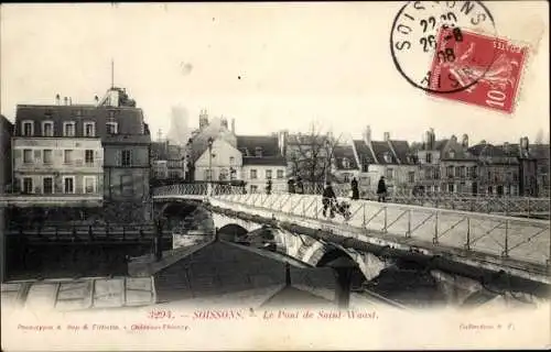 Ak Soissons Aisne, Le Pont de Saint Waast