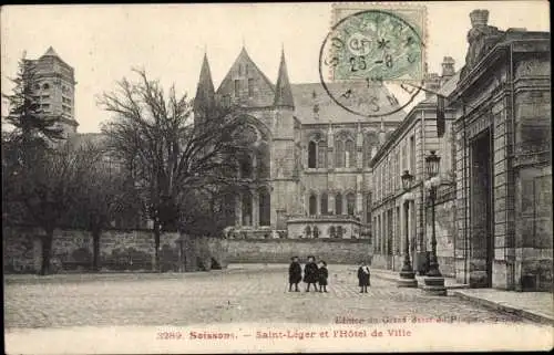 Ak Soissons Aisne, Saint Leger, L'Hotel de Ville
