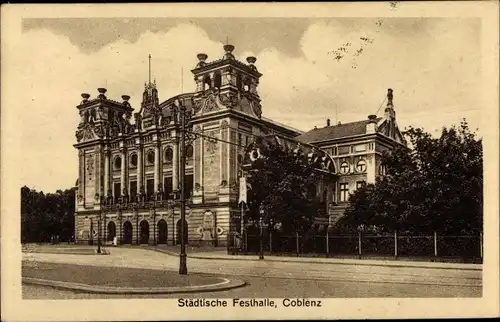 Ak Koblenz am Rhein, Städtische Festhalle