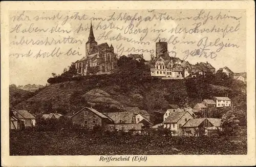 Ak Reifferscheid Hellenthal in der Eifel, Gasthof zum Wappen, Teilansicht mit Kirche