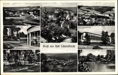 Ak Bad Schwalbach, Kurhotel, Gesamtansicht, Weinbrunnen, Weiher, Kurpark