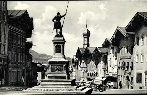 Ak Bad Tölz in Oberbayern, Oberer Markt, Winzerer Denkmal