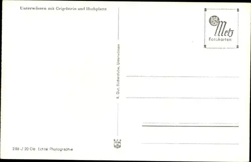 Ak Unterwössen in Oberbayern, Gesamtansicht, Geigelstein, Hochplatte