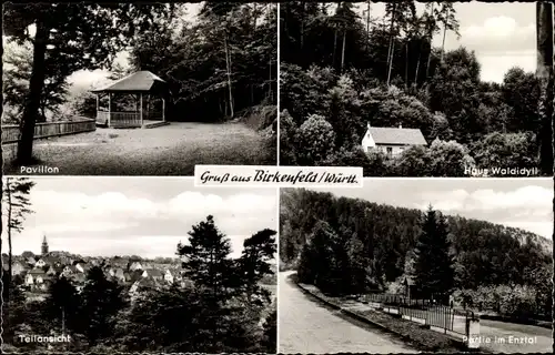 Ak Birkenfeld in Württemberg, Enztal, Teilansicht, Haus Waldidyll, Pavillon