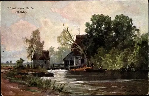 Künstler Ak Meinzolt, Georg M., Lüneburger Heide, Mühle