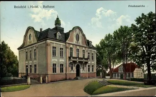 Ak Reinfeld in Holstein, Rathaus, Friedenseiche