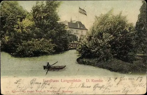 Ak Hamburg Eimsbüttel Langenfelde, Forsthaus, Bootspartie