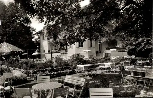 Ak Bad Tölz in Oberbayern, Wackersbergerhöhe, Zeppelinhaus, Terrasse