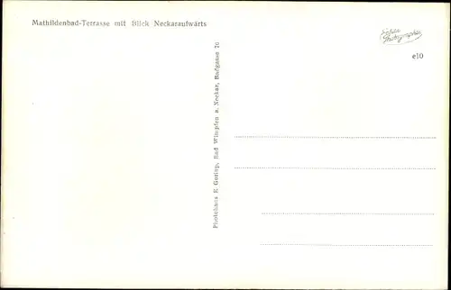 Ak Bad Wimpfen am Neckar, Kurhotel Mathildenbad, Terrasse mit Blick Neckaraufwärts