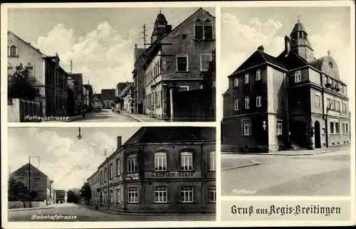 Ak Regis Breitingen Sachsen, Rathaus; Bahnhofstraße, Rathausstraße