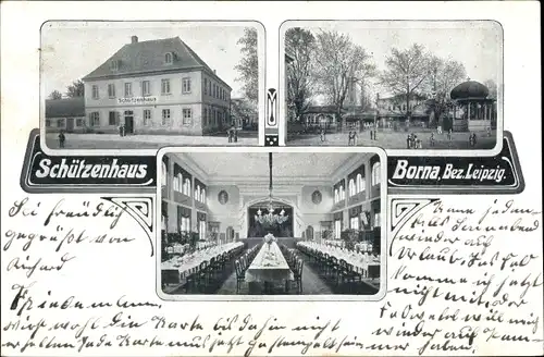 Jugendstil Ak Borna in Sachsen, Schützenhaus, Speisesaal