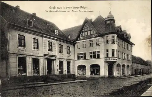 Ak Meyenburg in der Prignitz, Geschäftshäuser, Firma Schraermeyer