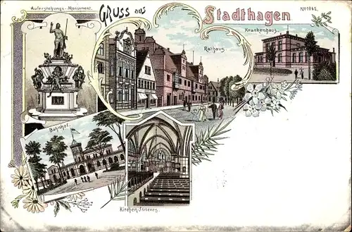 Litho Stadthagen in Niedersachsen, Krankenhaus, Bahnhof, Kirche, Inneres