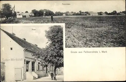 Ak Falkenrehde Ketzin, Post, Sattler Werkstatt, Panorama