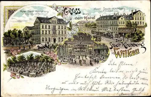 Litho Wilkau Haßlau in Sachsen, Hotel Stadt Kirchberg, Innenansicht